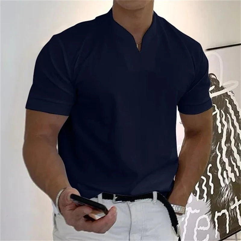 T-Shirt De Sport À Manches Courtes Avec Col En V Pour Homme | Idéal Pour Le Sport Et Les Activités Quotidiennes
