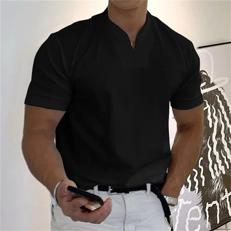 T-Shirt De Sport À Manches Courtes Avec Col En V Pour Homme | Idéal Pour Le Sport Et Les Activités Quotidiennes