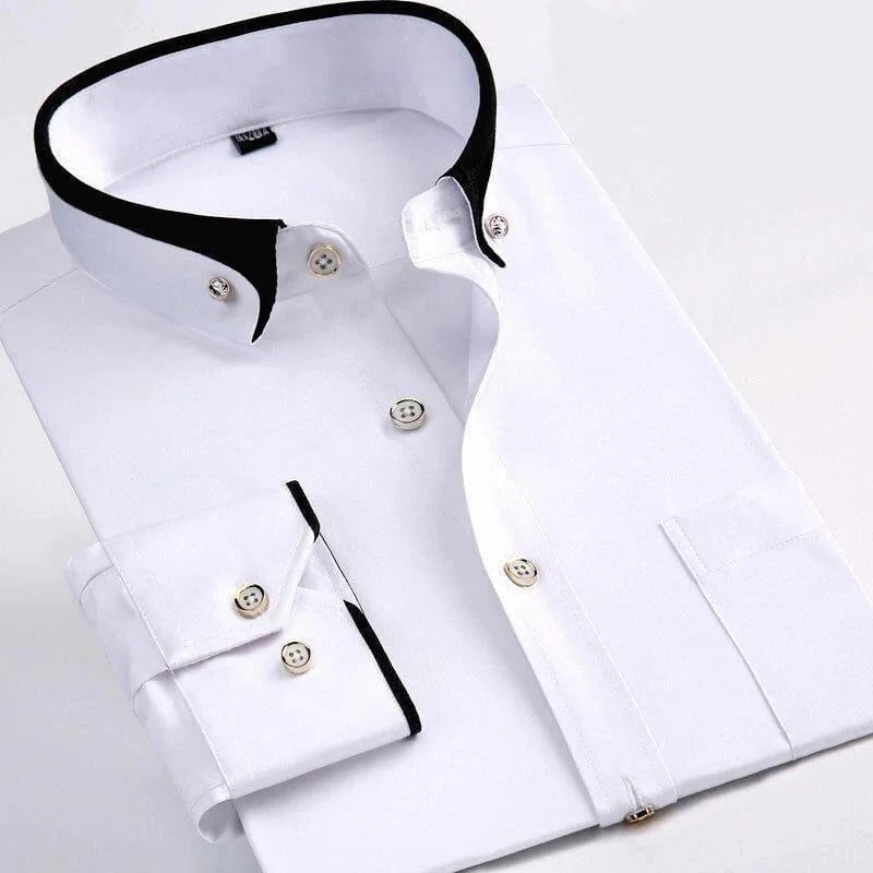 Chemise à Manches Longues avec Col Rabattu pour Homme | Idéale pour le Travail ou les Occasions Formelles