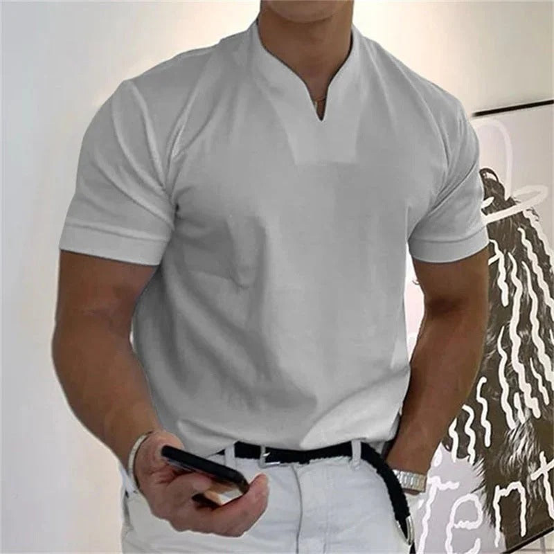 T-Shirt De Sport À Manches Courtes Avec Col En V Pour Homme | Idéal Pour Le Sport Et Les Activités Quotidiennes