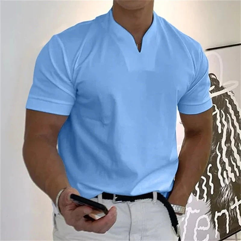 T-Shirt De Sport À Manches Courtes Avec Col En V Pour Homme | Idéal Pour Le Sport Et Les Activités Quotidiennes