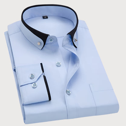 Chemise à Manches Longues avec Col Rabattu pour Homme | Idéale pour le Travail ou les Occasions Formelles