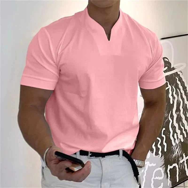 T-Shirt De Sport À Manches Courtes Avec Col En V Pour Homme | Idéal Pour Le Sport Et Les Activités Quotidiennes