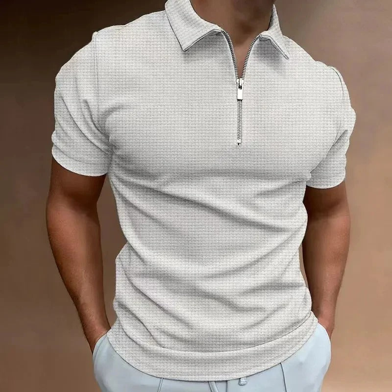 Polo à Manches Courtes avec Fermeture Éclair pour Homme | Idéal pour les Tenues Décontractées