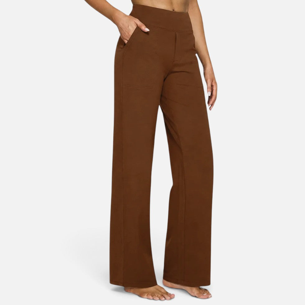 Pantalon taille haute à jambes larges pour femme | Idéal pour l’automne