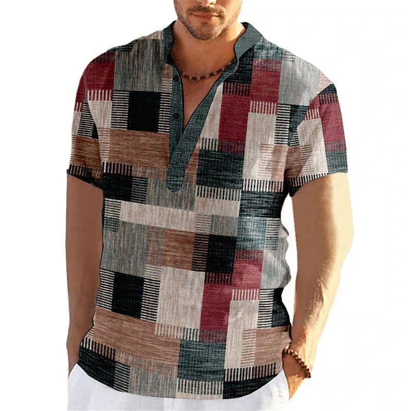 Chemise à Motif Patchwork 3D pour Homme Grande Taille | Idéale pour le Printemps ou l’Été