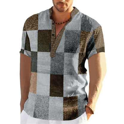 Chemise à Motif Patchwork 3D pour Homme Grande Taille | Idéale pour le Printemps ou l’Été