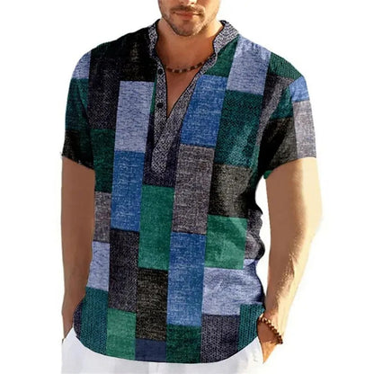 Chemise à Motif Patchwork 3D pour Homme Grande Taille | Idéale pour le Printemps ou l’Été