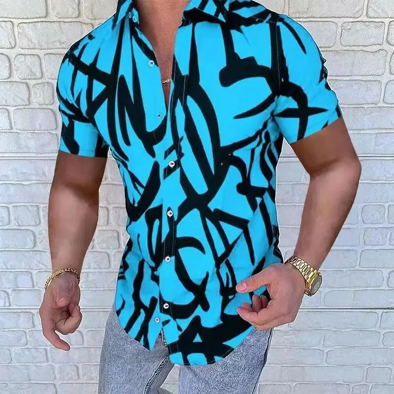Chemise à Imprimé Floral et Rayé pour Homme Grande Taille | Idéale pour l’Été