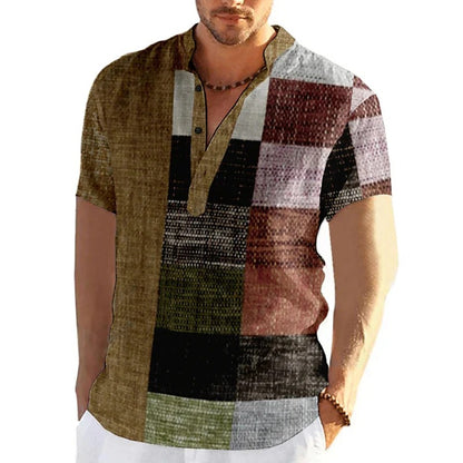 Chemise à Motif Patchwork 3D pour Homme Grande Taille | Idéale pour le Printemps ou l’Été
