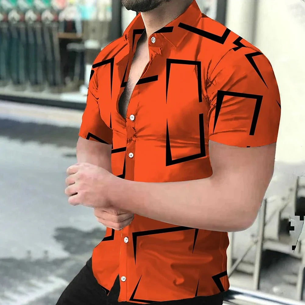 Chemise à Imprimé Floral et Rayé pour Homme Grande Taille | Idéale pour l’Été