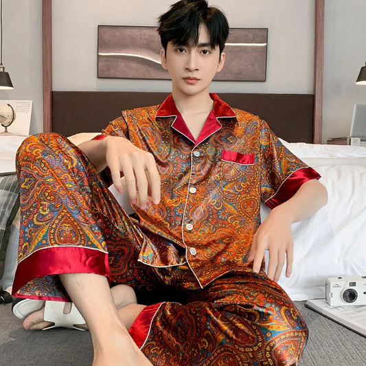 Pyjama Deux Pièces pour Homme avec Haut à Manches Courtes et Short | Idéal pour l’Été