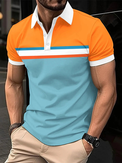 Polo à Rayures avec Col Classique pour Homme Grande Taille | Idéal pour l’Été