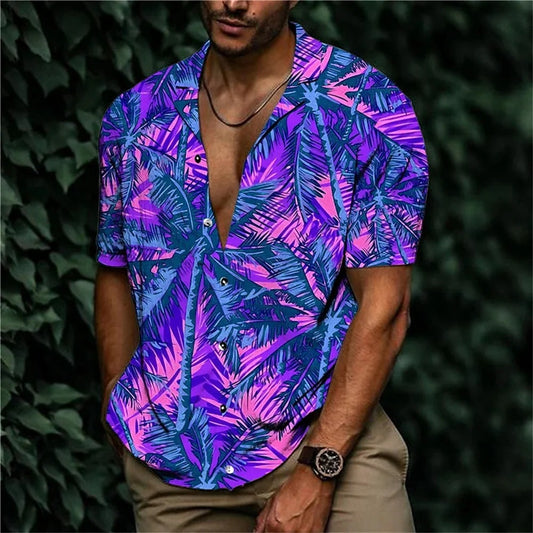 Chemise à Imprimé Grue Tropicale pour Homme Grande Taille | Idéale pour la Plage ou les Sorties Estivales