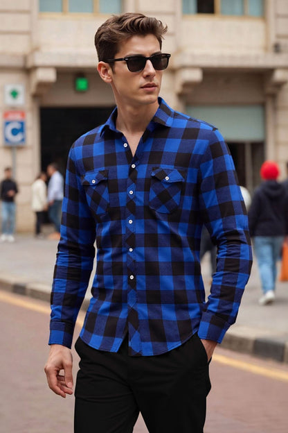 Chemise À Carreaux À Manches Longues pour Hommes | Idéale pour Le Printemps Et L’Automne