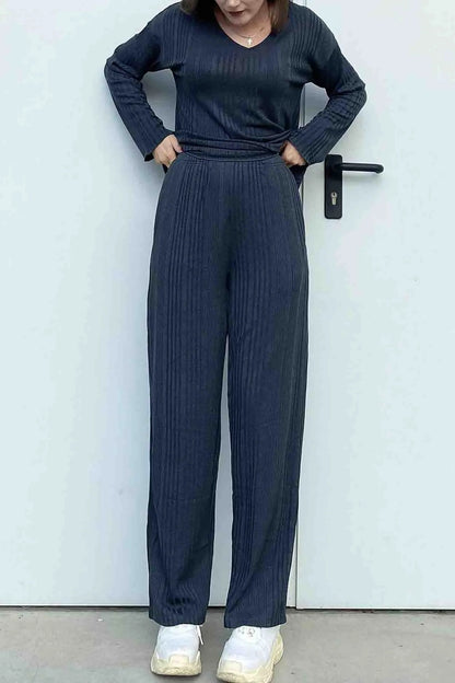 Ensemble Deux Pièces À Col En V avec Pantalon Long pour Femmes | Idéal pour Un Usage Quotidien