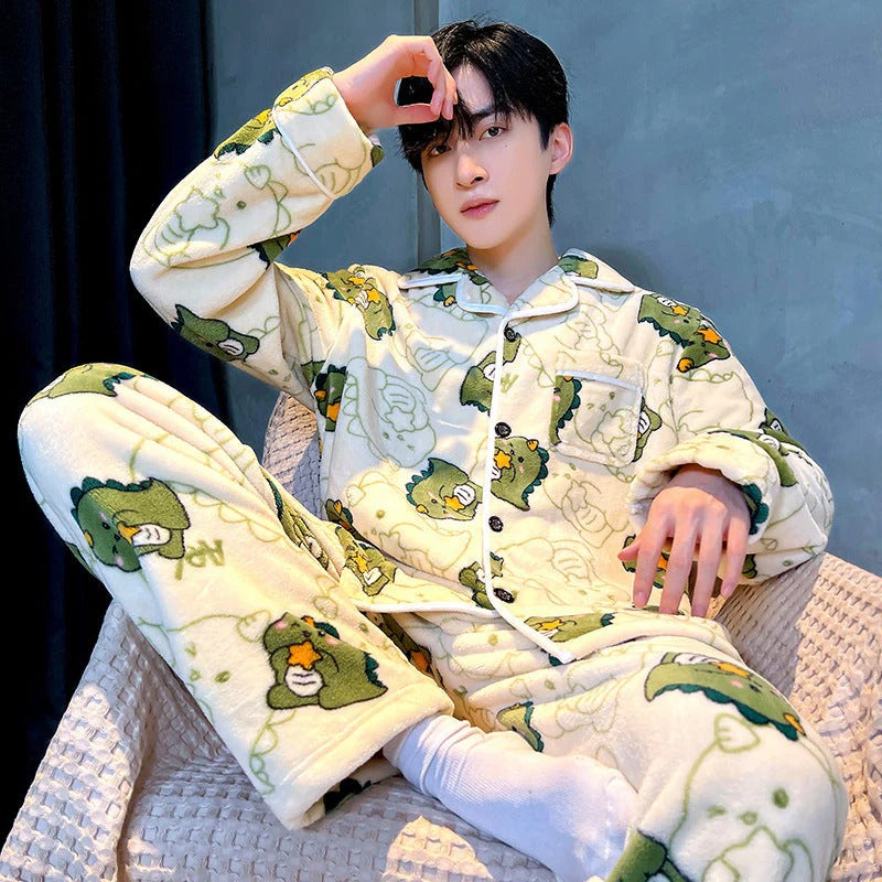 Ensemble De Pyjama Pour Homme Avec Motif Uni Pour Un Usage À La Maison | Idéal Pour L’Hiver