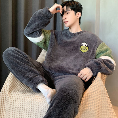 Ensemble De Pyjama Pour Homme Avec Col Rond Pour Un Usage À La Maison | Idéal Pour L’Hiver