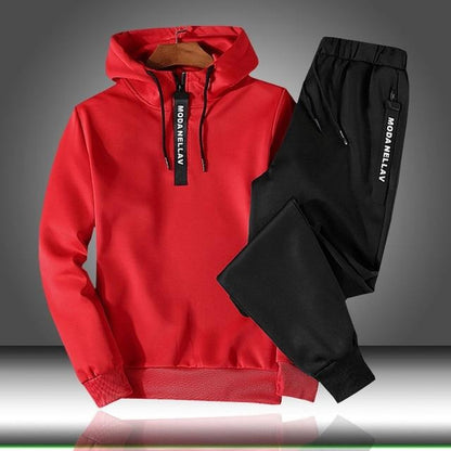 Survêtement avec Sweat À Capuche Quart-Zip Et Pantalon Fuselé pour Homme | Idéal pour Le Printemps Et L’Automne