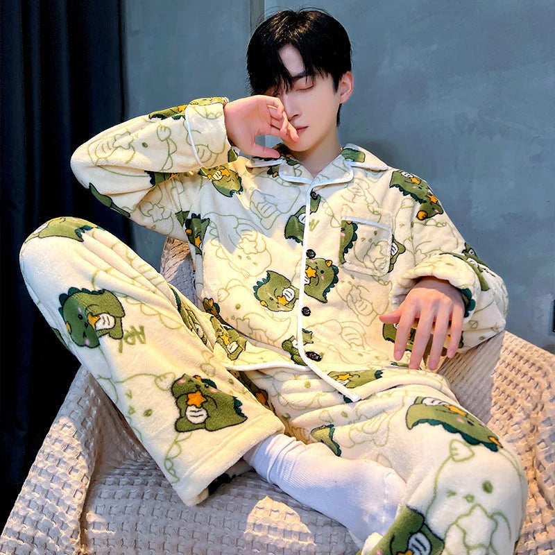 Ensemble De Pyjama Pour Homme Avec Motif Uni Pour Un Usage À La Maison | Idéal Pour L’Hiver