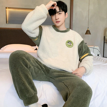 Ensemble De Pyjama Pour Homme Avec Col Rond Pour Un Usage À La Maison | Idéal Pour L’Hiver