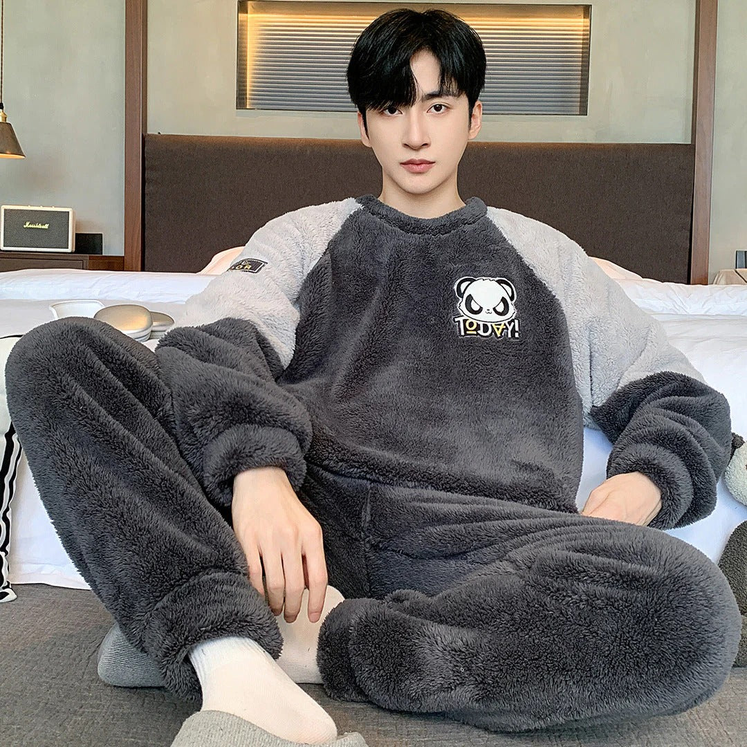 Ensemble De Pyjama Pour Homme Avec Col Rond Pour Un Usage À La Maison | Idéal Pour L’Hiver