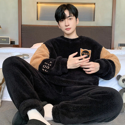 Ensemble De Pyjama Pour Homme Avec Col Rond Pour Un Usage À La Maison | Idéal Pour L’Hiver