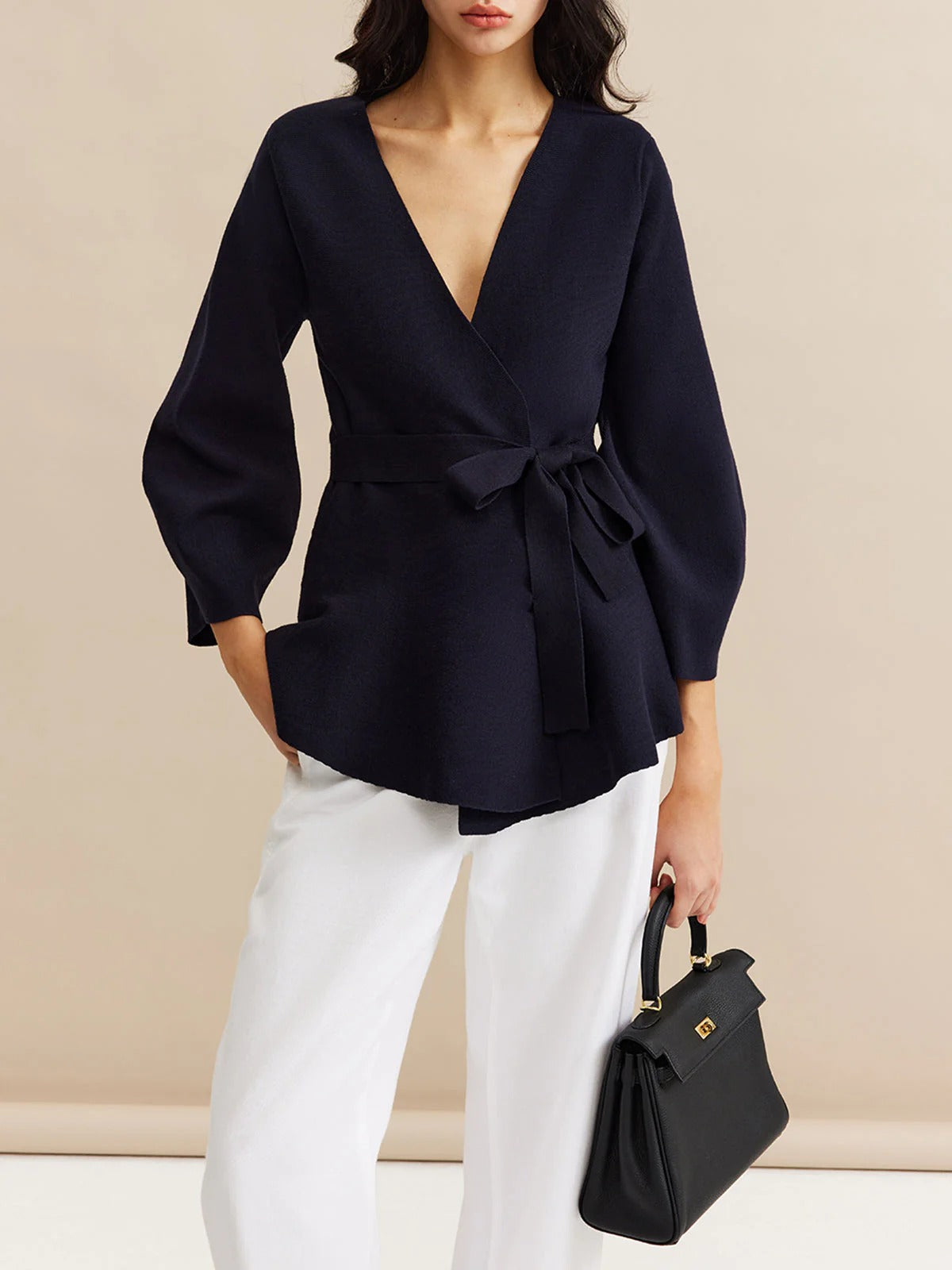 Blouse Portefeuille Avec Manches Bouffantes Et Col En V Pour Femmes | Idéal Pour Usage Quotidien