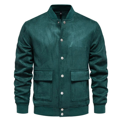 Bomber en Suède pour Hommes avec Fermeture Zippée et Poches Multiples | Idéal pour Tenues Quotidiennes