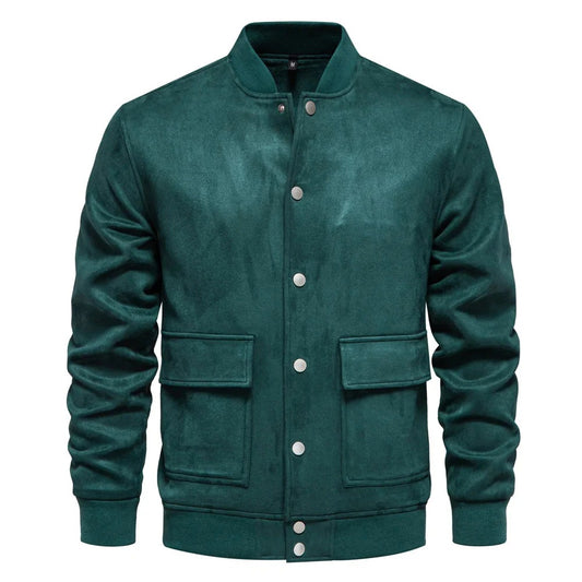 Bomber en Suède pour Hommes avec Fermeture Zippée et Poches Multiples | Idéal pour Tenues Quotidiennes