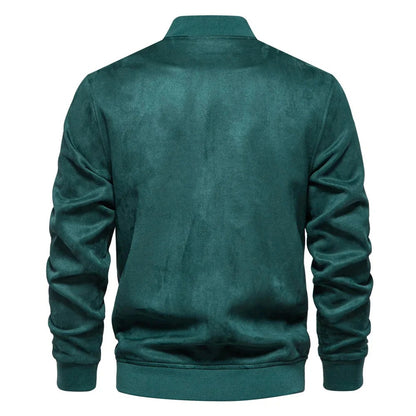 Bomber en Suède pour Hommes avec Fermeture Zippée et Poches Multiples | Idéal pour Tenues Quotidiennes