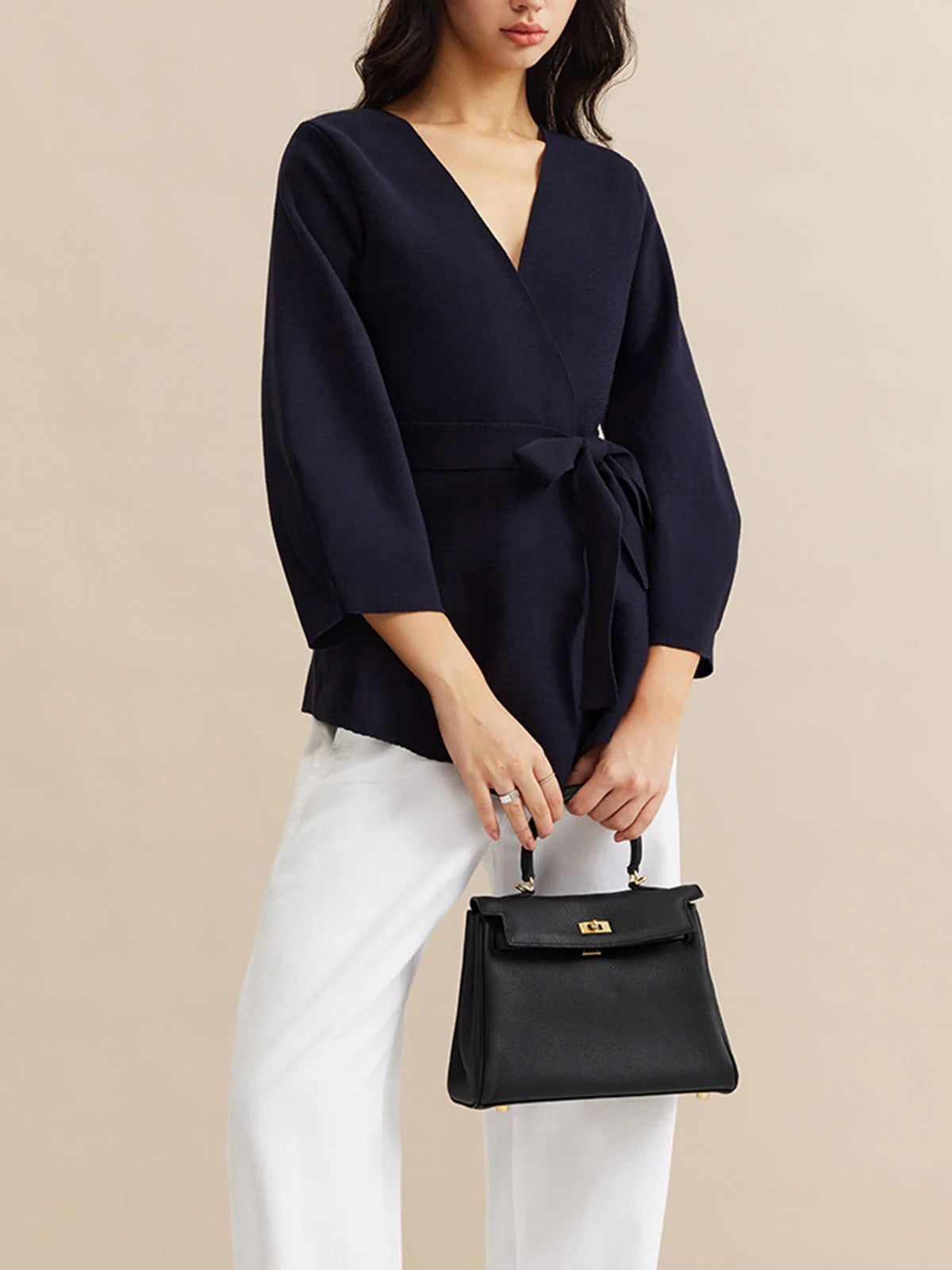 Blouse Portefeuille Avec Manches Bouffantes Et Col En V Pour Femmes | Idéal Pour Usage Quotidien