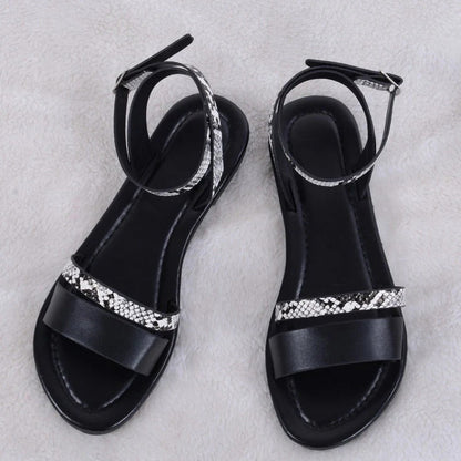 Sandales Plates Gladiateur À Motif Animal Avec Bride Boucle Pour Femmes | Idéal Pour Les Occasions Estivales