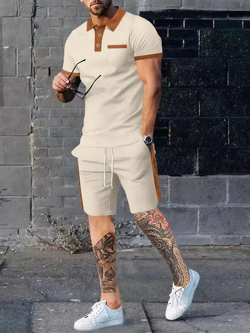 Ensemble Sport et Détente Deux Pièces avec T-Shirt et Pantalon pour Homme | Idéal pour les Activités Estivales