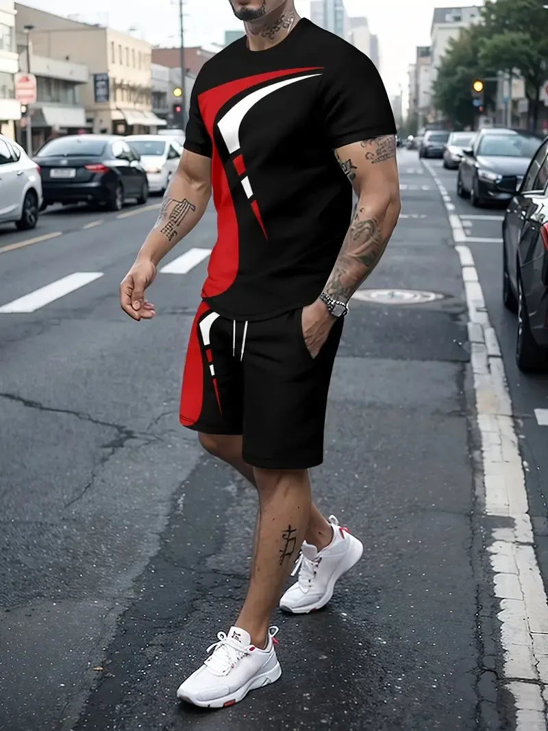 Ensemble Décontracté Deux Pièces avec T-Shirt et Short pour Homme | Idéal pour la Saison Estivale