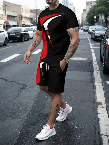 Ensemble Décontracté Deux Pièces avec T-Shirt et Short pour Homme | Idéal pour la Saison Estivale