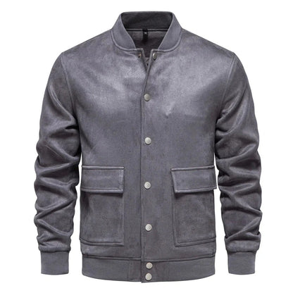 Bomber en Suède pour Hommes avec Fermeture Zippée et Poches Multiples | Idéal pour Tenues Quotidiennes