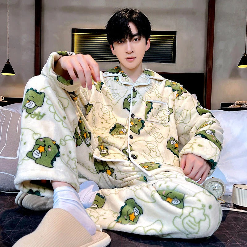 Ensemble De Pyjama Pour Homme Avec Motif Uni Pour Un Usage À La Maison | Idéal Pour L’Hiver