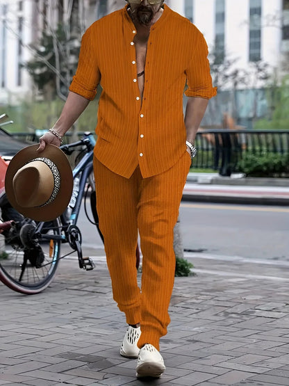 Ensemble Deux Pièces avec Chemise à Boutons et Pantalon Coordonné pour Homme | Idéal pour le Bureau ou les Sorties Décontractées