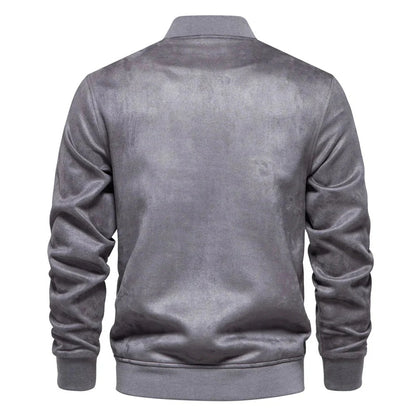 Bomber en Suède pour Hommes avec Fermeture Zippée et Poches Multiples | Idéal pour Tenues Quotidiennes