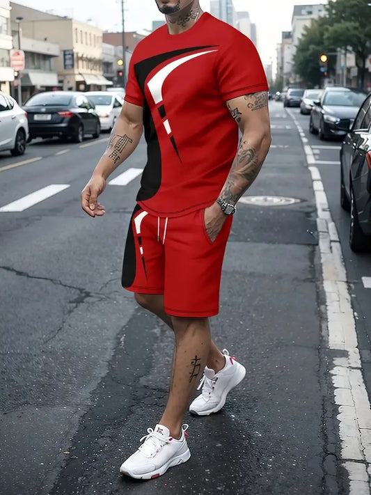 Ensemble Décontracté Deux Pièces avec T-Shirt et Short pour Homme | Idéal pour la Saison Estivale