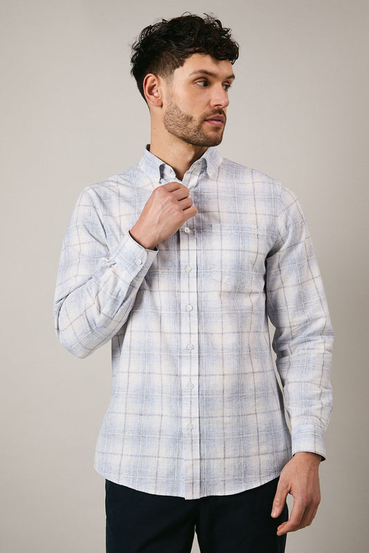 Chemise À Col Boutonné avec Motif À Carreaux Dégradé pour Homme | Idéale pour Un Usage Quotidien
