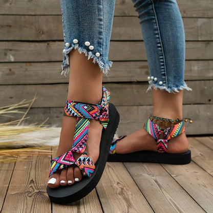 Sandales avec Brides Réglables à Motifs pour Femmes | Idéales pour l’Été et les Vacances