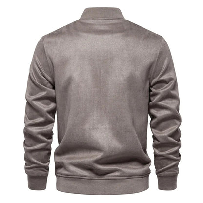 Bomber en Suède pour Hommes avec Fermeture Zippée et Poches Multiples | Idéal pour Tenues Quotidiennes