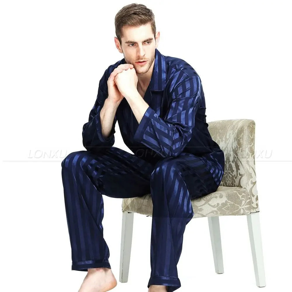Ensemble Deux Pièces de Pyjama avec Haut Rayé et Pantalon pour Homme | Idéal pour Un Usage Quotidien