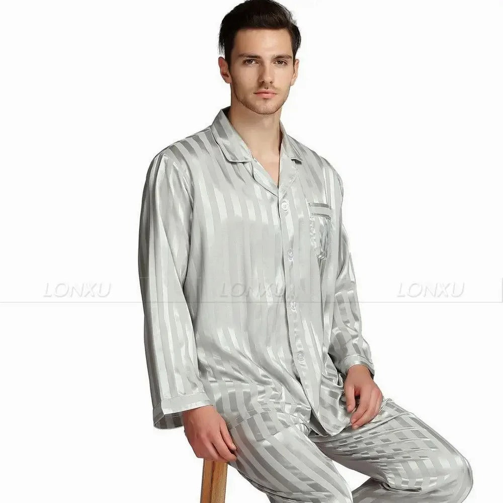 Ensemble Deux Pièces de Pyjama avec Haut Rayé et Pantalon pour Homme | Idéal pour Un Usage Quotidien