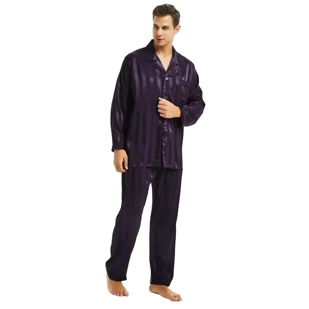 Ensemble Deux Pièces de Pyjama avec Haut Rayé et Pantalon pour Homme | Idéal pour Un Usage Quotidien