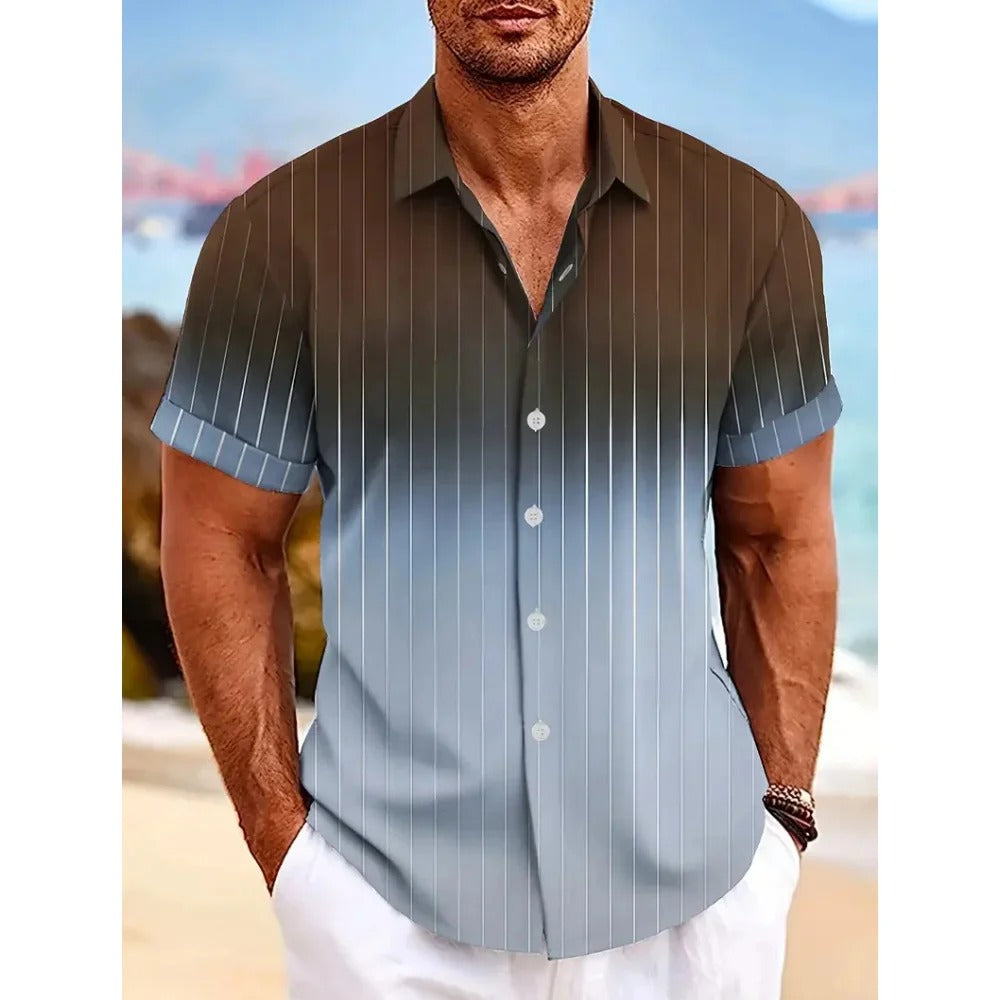 Chemise À Manches Courtes Avec Motif Dégradé Pour Homme | Idéale Pour L'Été Et Les Sorties Décontractées