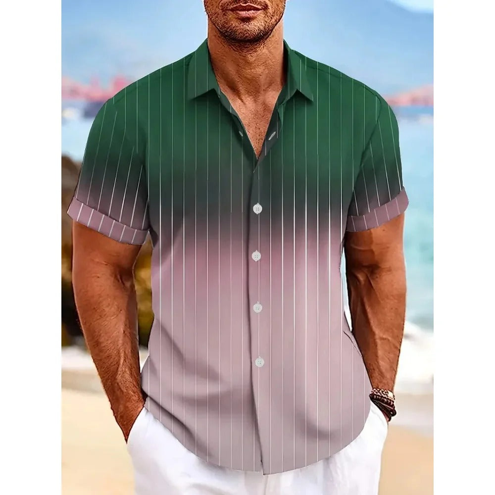 Chemise À Manches Courtes Avec Motif Dégradé Pour Homme | Idéale Pour L'Été Et Les Sorties Décontractées