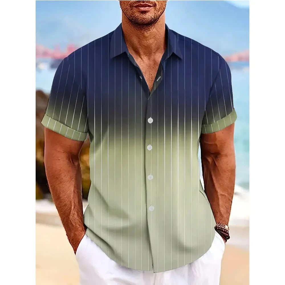 Chemise À Manches Courtes Avec Motif Dégradé Pour Homme | Idéale Pour L'Été Et Les Sorties Décontractées